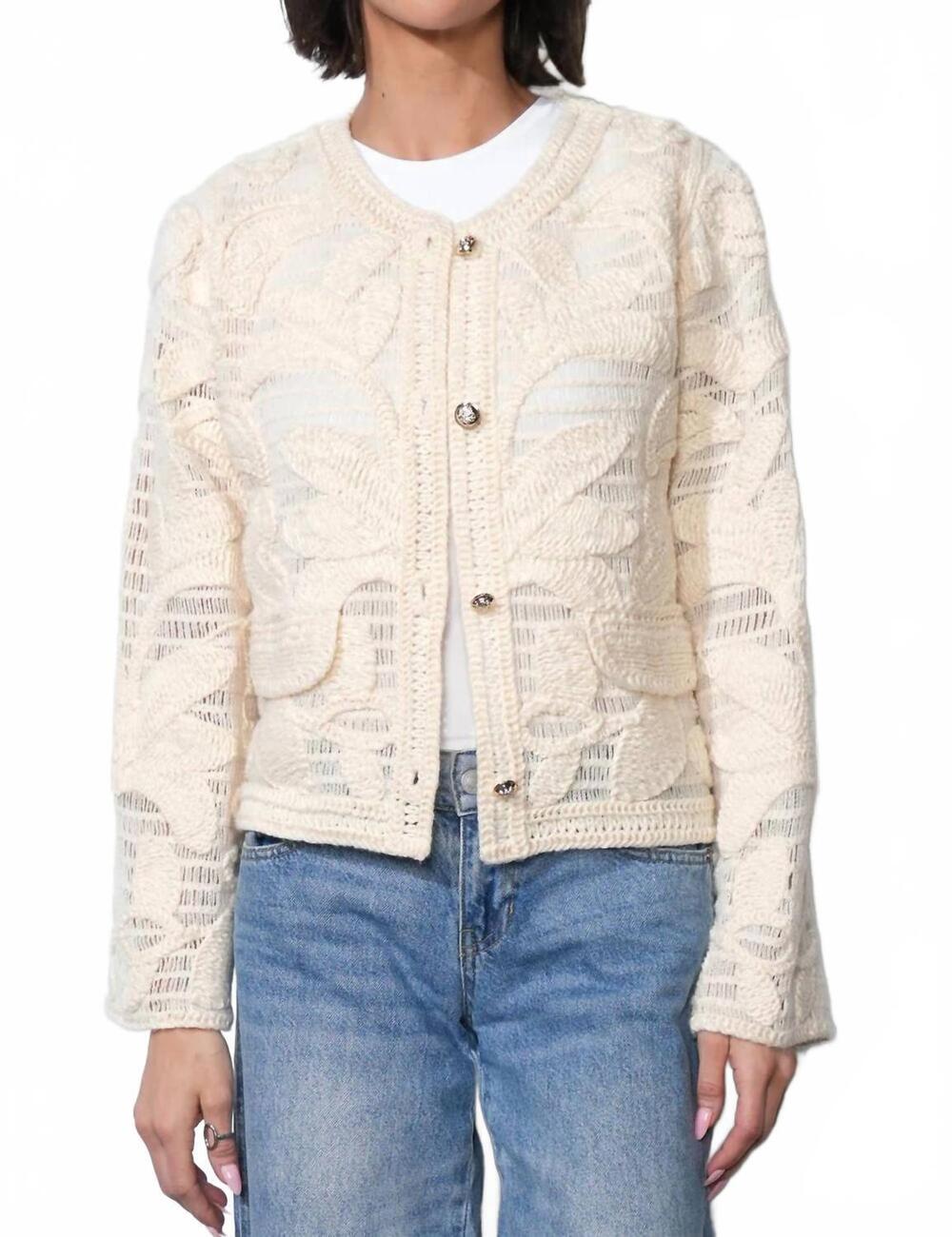 NEW GREYLIN sutton crochet cardigan in cream
